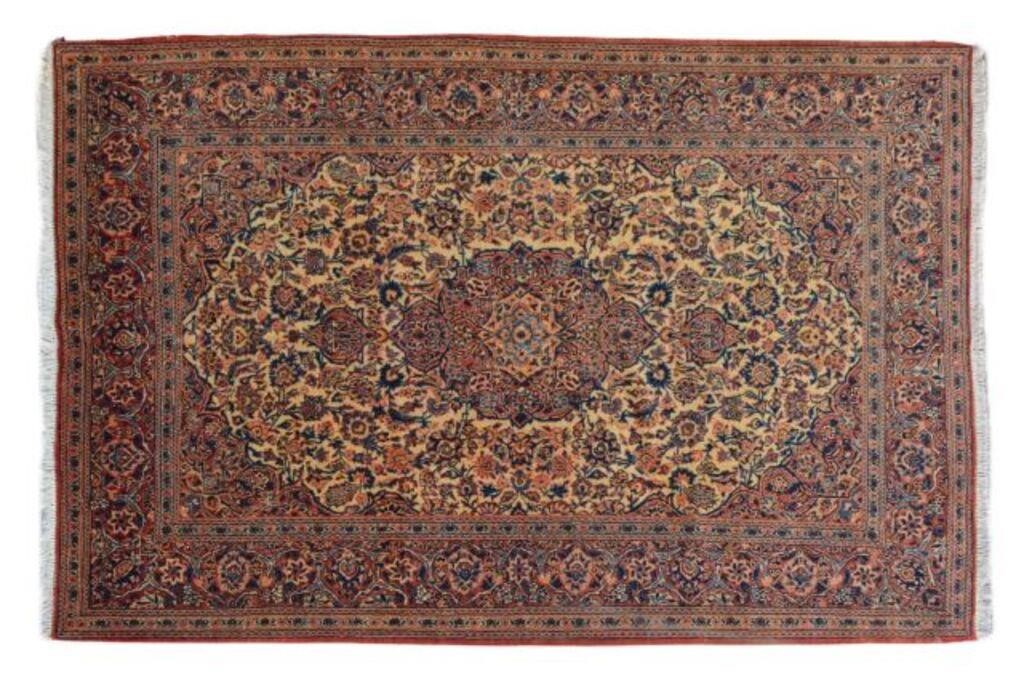 HAND-TIED PERSIAN KASHAN RUG, 6'11"