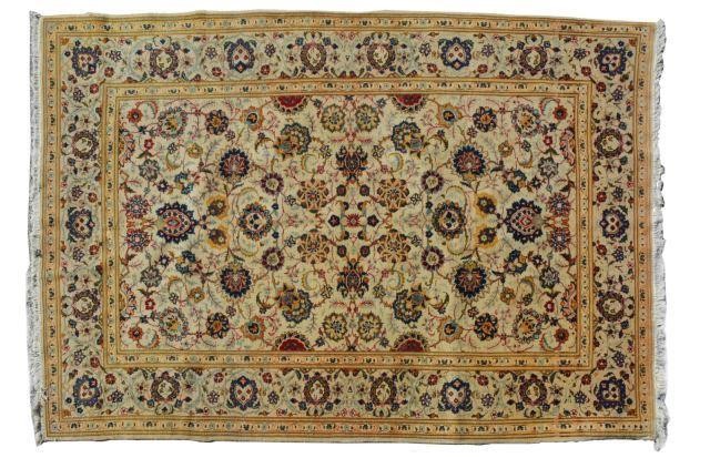 HAND-TIED PERSIAN KASHAN RUG,