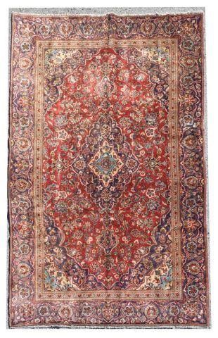 HAND-TIED PERSIAN KASHAN RUG,
