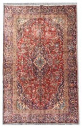 HAND-TIED PERSIAN KASHAN RUG,