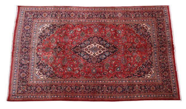HAND-TIED PERSIAN KASHAN RUG,