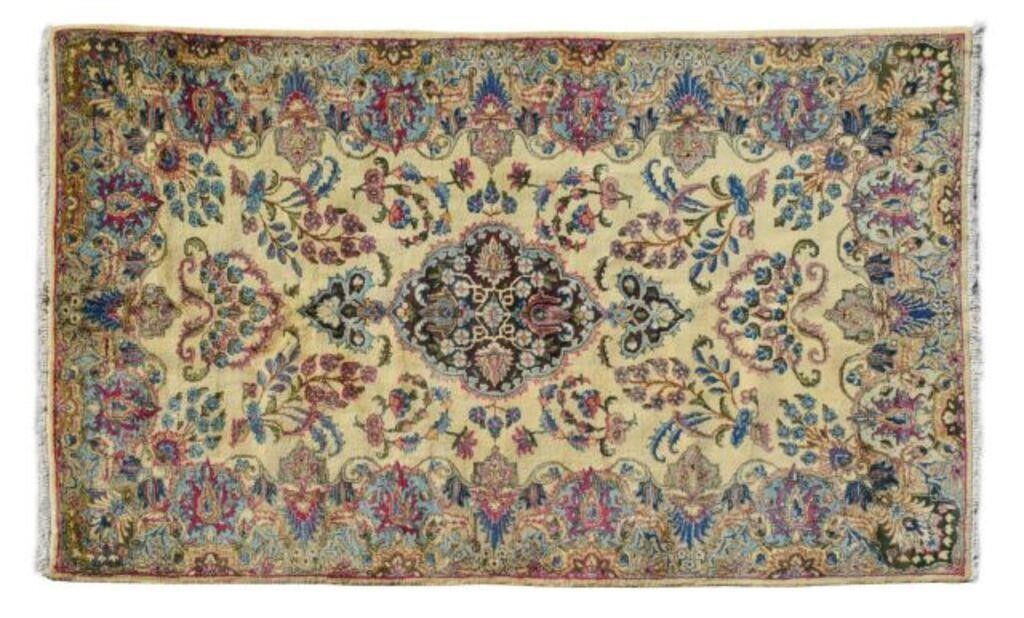 HAND-TIED PERSIAN KERMAN RUG,