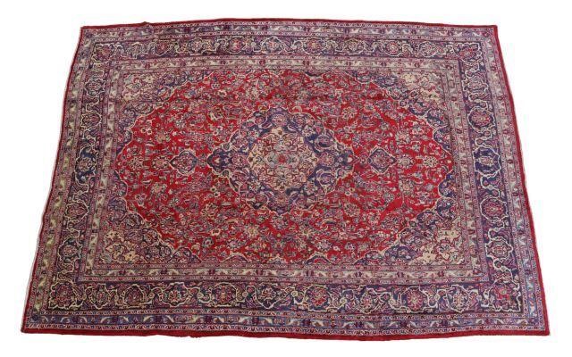 HAND-TIED PERSIAN MASHAD RUG, 12'2"