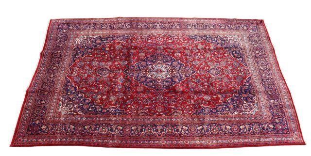 HAND-TIED PERSIAN MASHAD RUG,