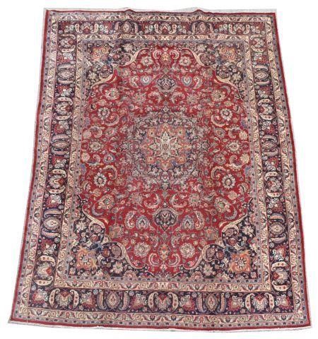 HAND-TIED PERSIAN MASHAD RUG, 12'6"