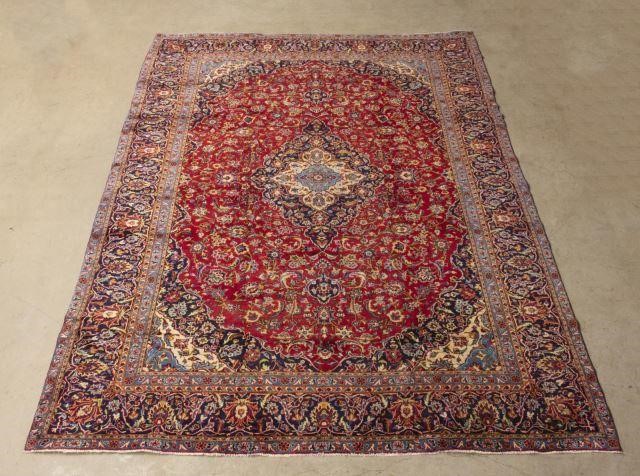 HAND-TIED PERSIAN MASHAD RUG, 12'6"
