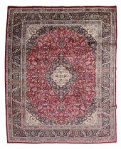 HAND-TIED PERSIAN MASHAD RUG,