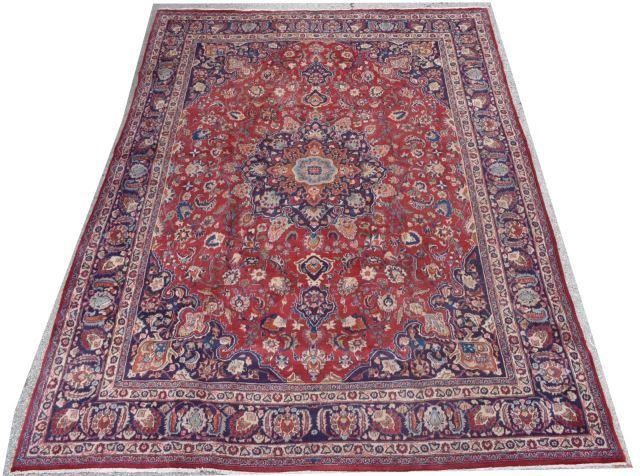 HAND-TIED PERSIAN MASHAD RUG, 12'7"