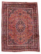 HAND-TIED PERSIAN MASHAD RUG,