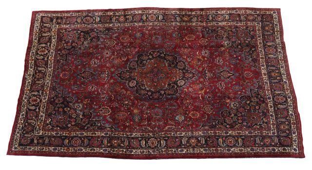 HAND-TIED PERSIAN MASHAD RUG,