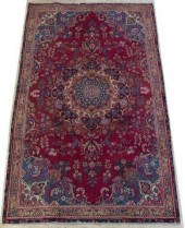HAND-TIED PERSIAN MASHAD RUG,