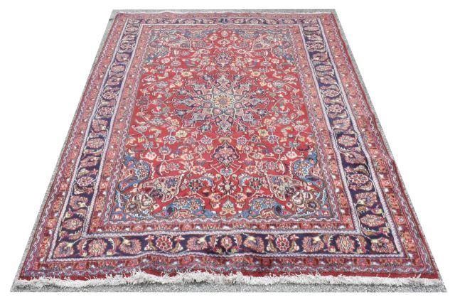 HAND-TIED PERSIAN MASHAD RUG,