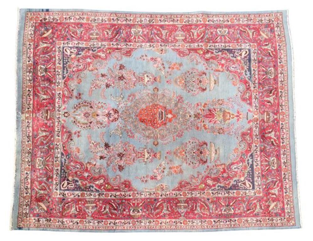 HAND-TIED PERSIAN MASHAD RUG,