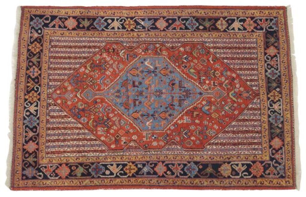 HAND-TIED PERSIAN QASHQAI RUG, 6'4"