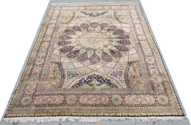 HAND-TIED PERSIAN QUM RUG,