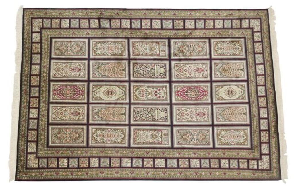 HAND-TIED PERSIAN SILK QUM RUG,
