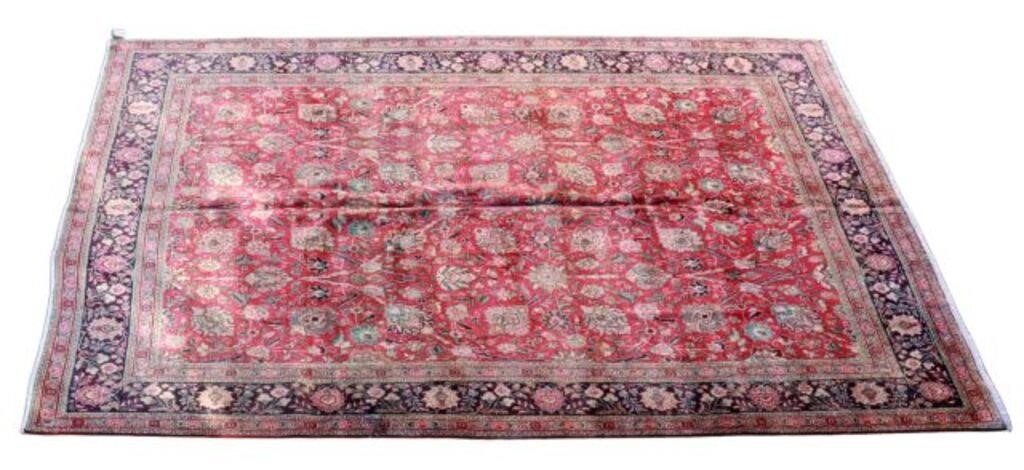HAND-TIED PERSIAN TABRIZ RUG, 12'4"
