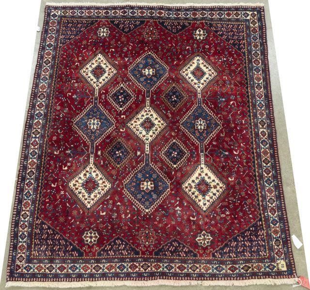 HAND-TIED PERSIAN YALAMEH WOOL RUG,