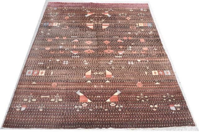 HAND-TIED POLYCHROME GEOMETRIC RUG,