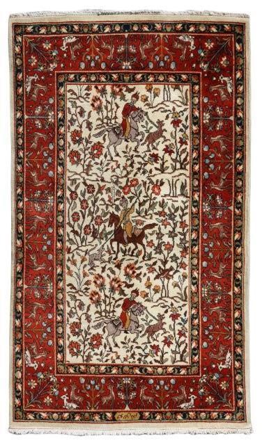 HAND-TIED ROMANIAN HUNT WOOL RUG,