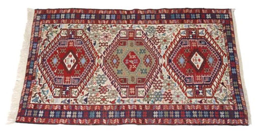 HAND-TIED SOUMAK FLATWEAVE RUG,