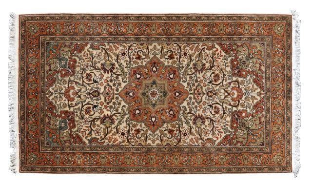 HAND-TIED TURKISH FLORAL MOTIF RUG,