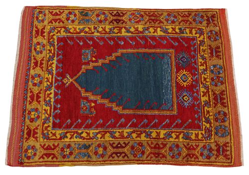 HAND-TIED TURKISH KONYA PRAYER RUG,