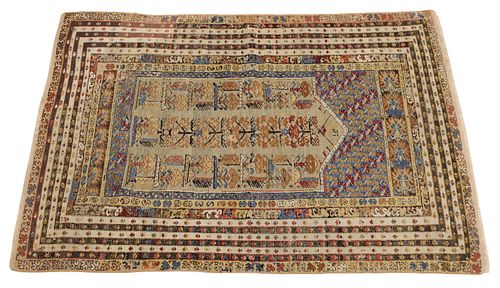 HAND-TIED TURKISH KONYA PRAYER RUG,