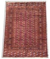 HAND-TIED TURKOMAN RUG, 7'11"