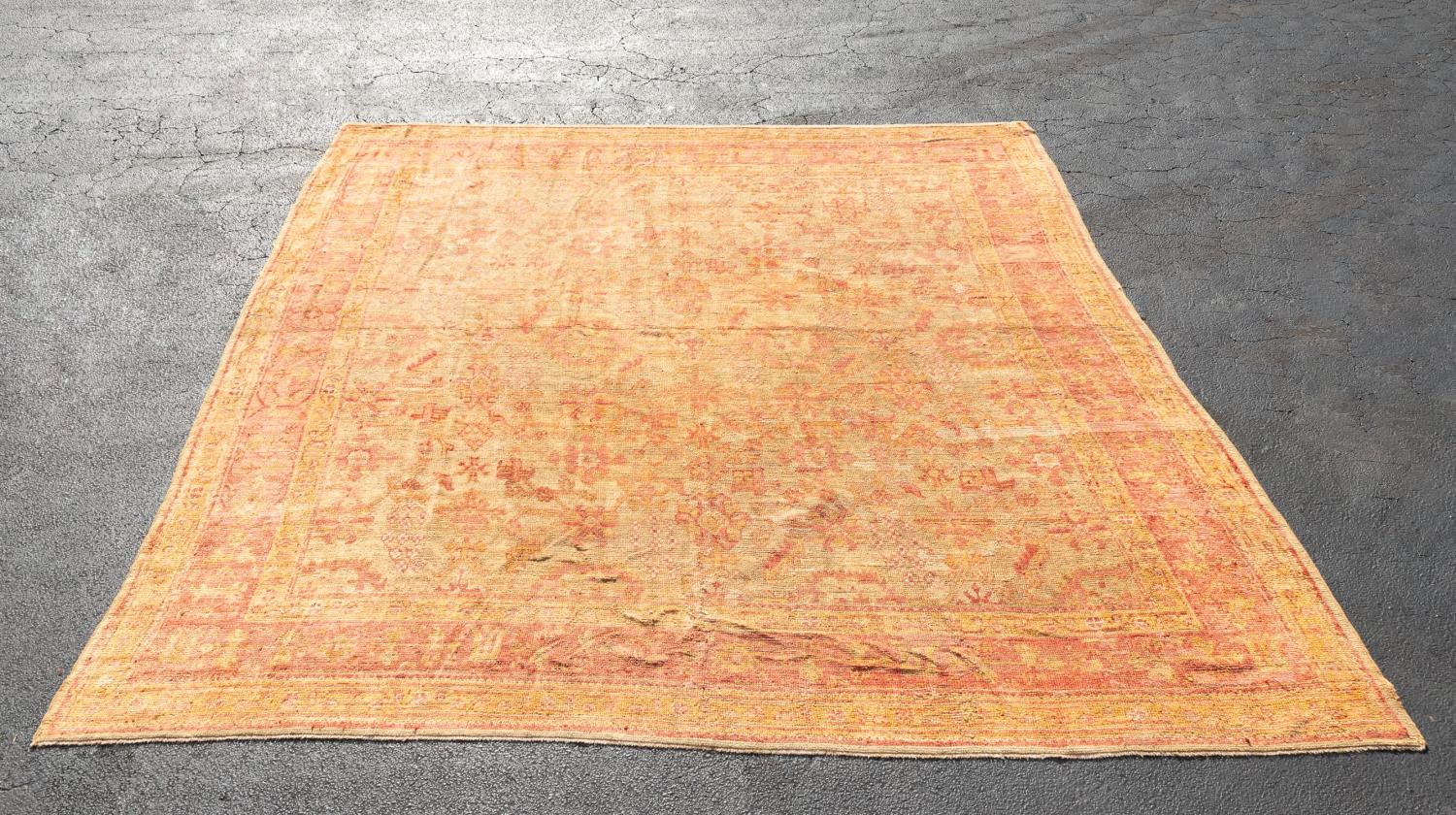 HAND WOVEN ANTIQUE OUSHAK RUG,