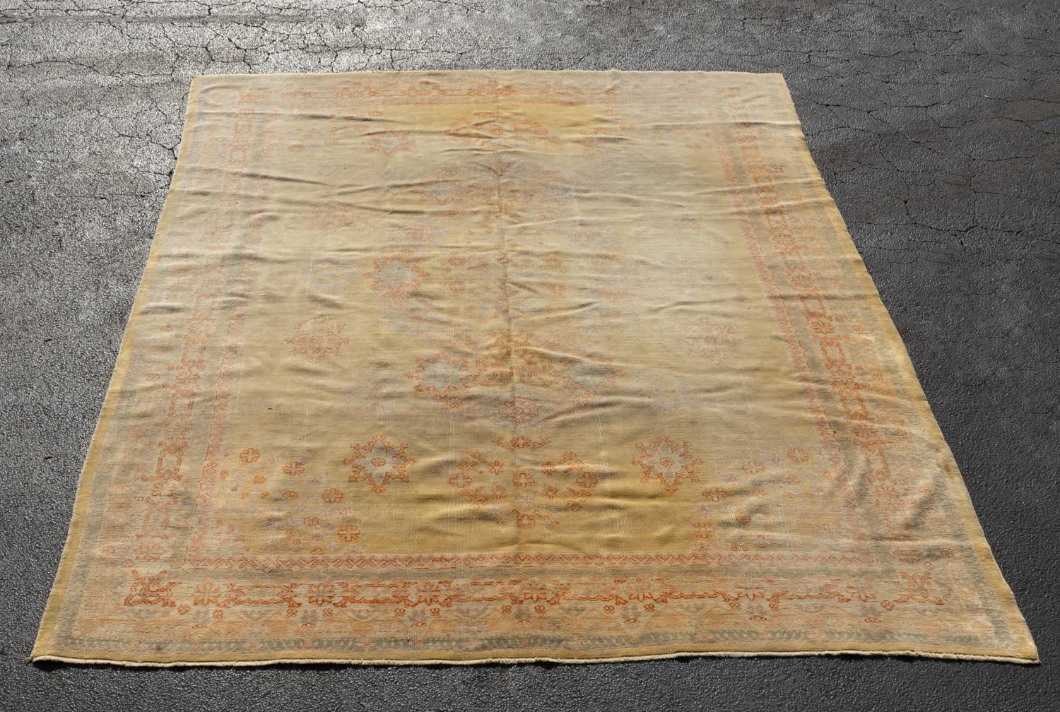 HAND WOVEN ANTIQUE OUSHAK RUG,