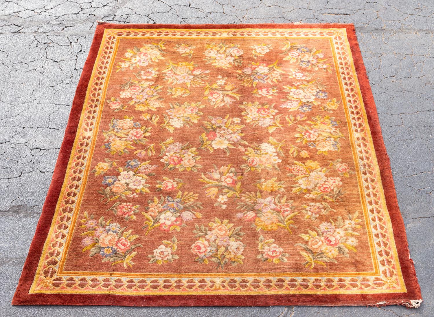 HAND WOVEN SAVONNERIE MOTIF RUG,
