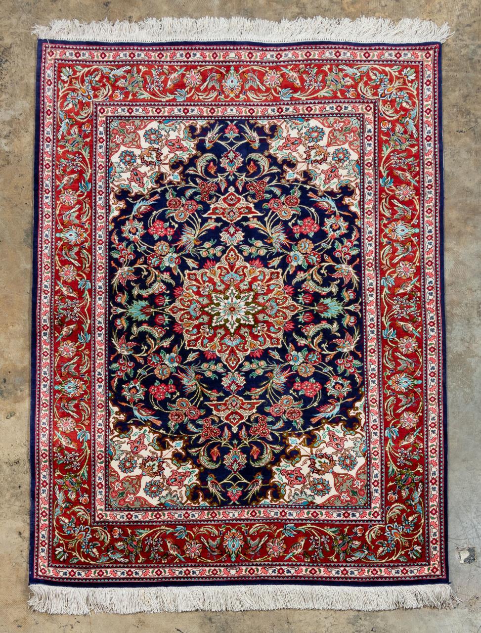 HAND WOVEN SILK TABRIZ, 4'10" X