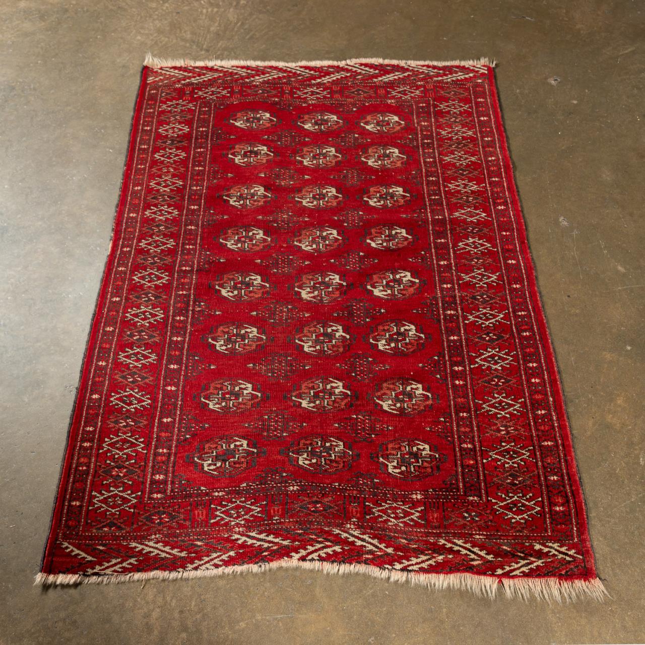 HAND WOVEN SMALL TEKKE BOKHARA RUG,
