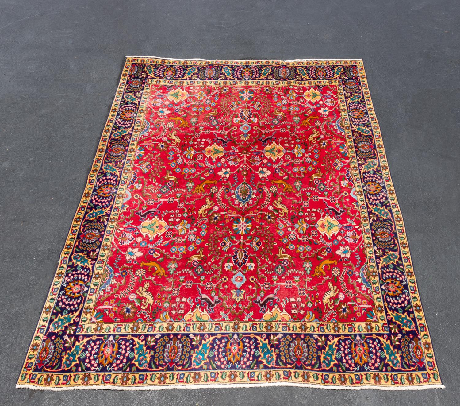 HAND-WOVEN TABRIZ RUG Iranian.