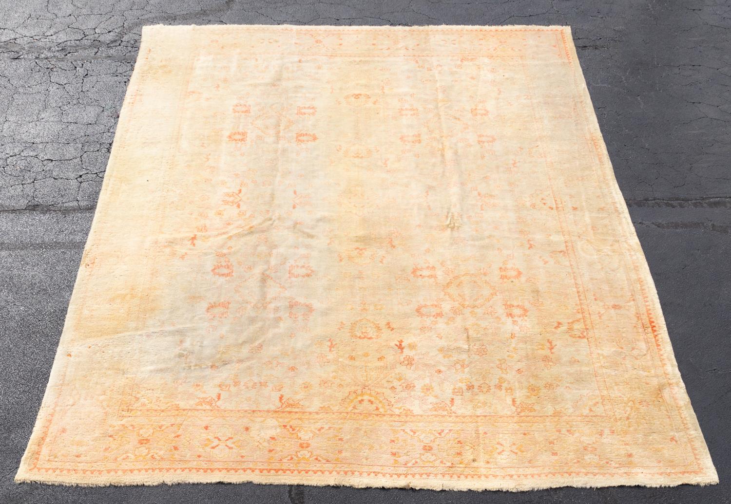HAND WOVEN TURKISH OUSHAK RUG,