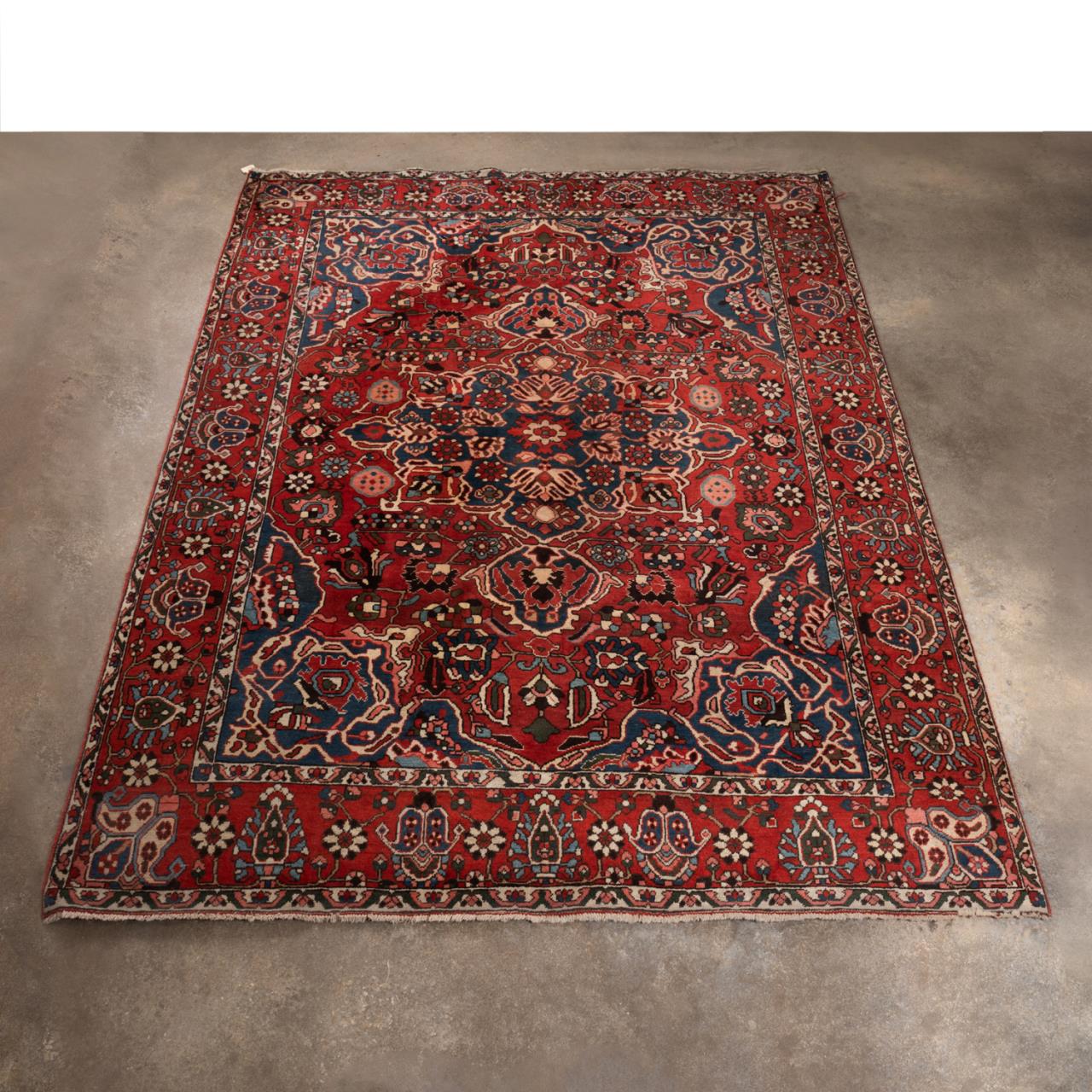 HAND WOVEN WOOL BAKHTIARI RUG, 12 X