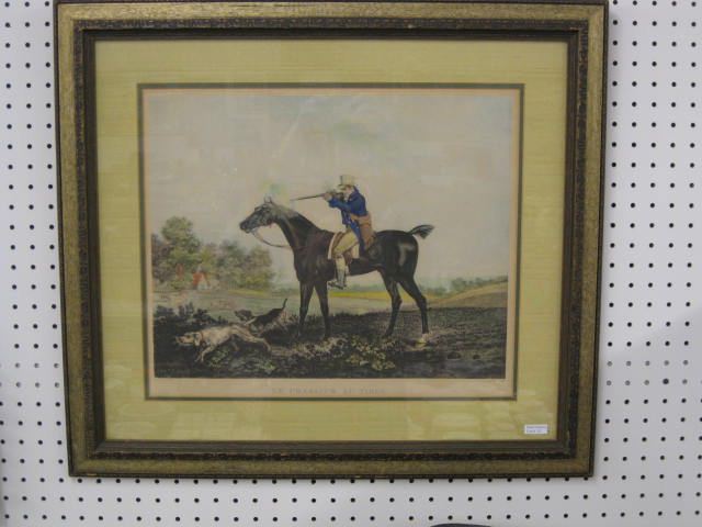 Handcolored Fox Hunt Engraving ''Le