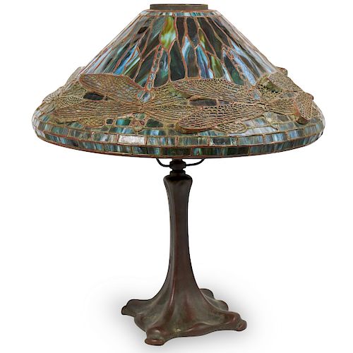 HANDEL BRONZE BASE WITH ART GLASS