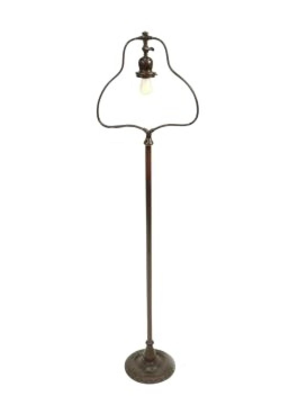 HANDEL BRONZE HARP FLOOR LAMP.