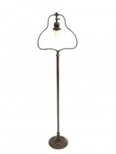 HANDEL BRONZE HARP FLOOR LAMP.