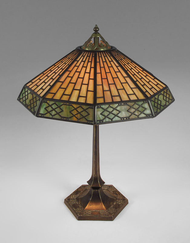 HANDEL LAMP: Metal overlay shade