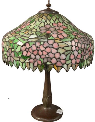 HANDEL LEADED GLASS TABLE LAMP,