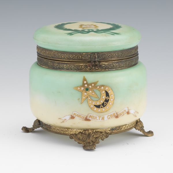 HANDEL PAINTED GLASS HUMIDOR WITH