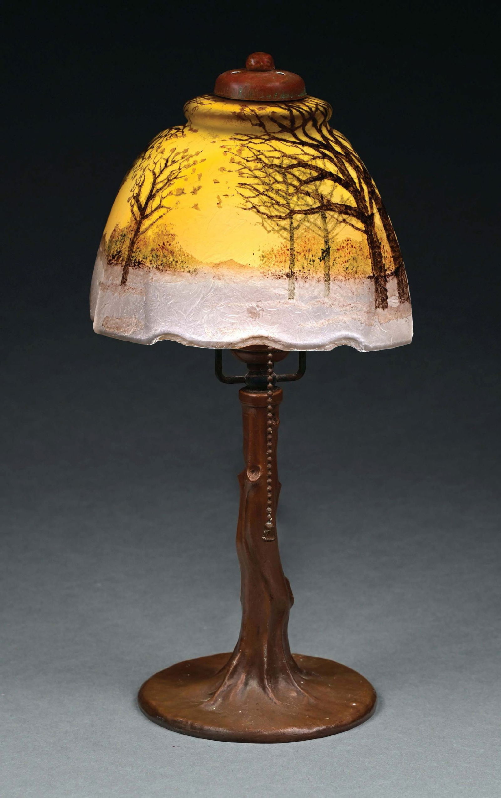 HANDEL REVERSE PAINTED BOUDOIR LAMP