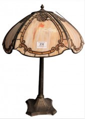 HANDEL SLAG GLASS TABLE LAMP,