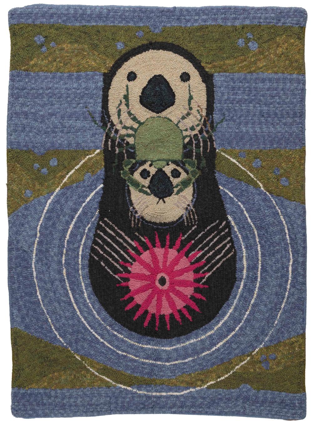 HANDMADE PICTORIAL HOOKED RUG 38" X