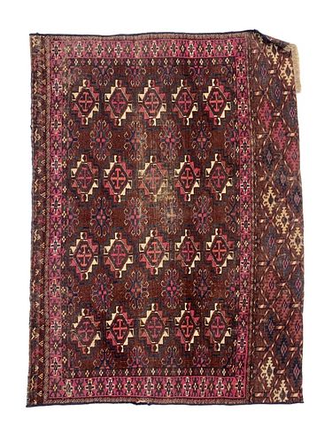 HANDMADE VINTAGE RUG 31" X