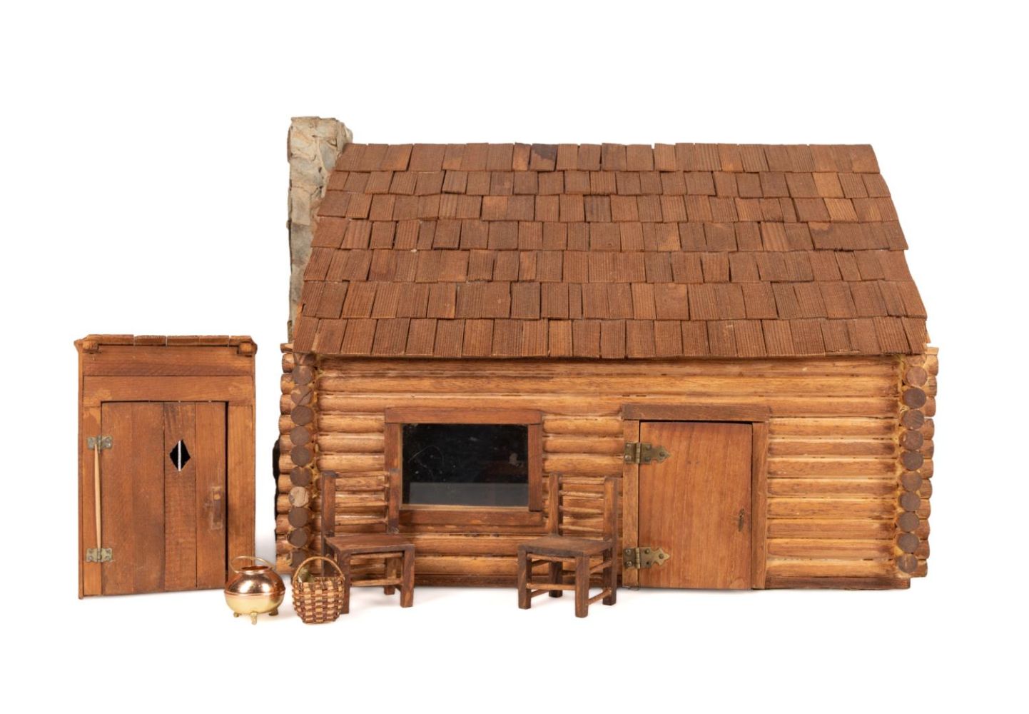 HANDMADE WOODEN MODEL LOG CABIN AND