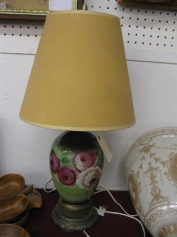 Handpainted Milk Glass Lamp